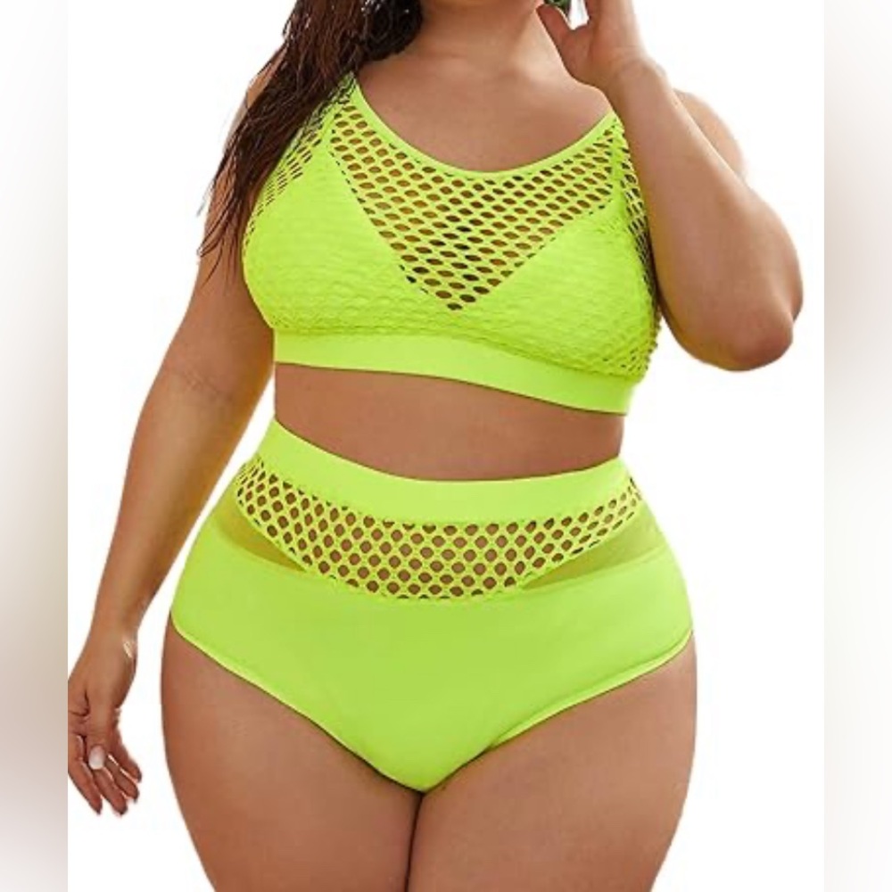 Neon Green Mesh Bikini Set